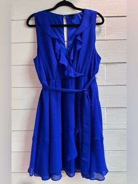 torrid Royal Blue Chiffon Ruffle Wrap Midi Dress